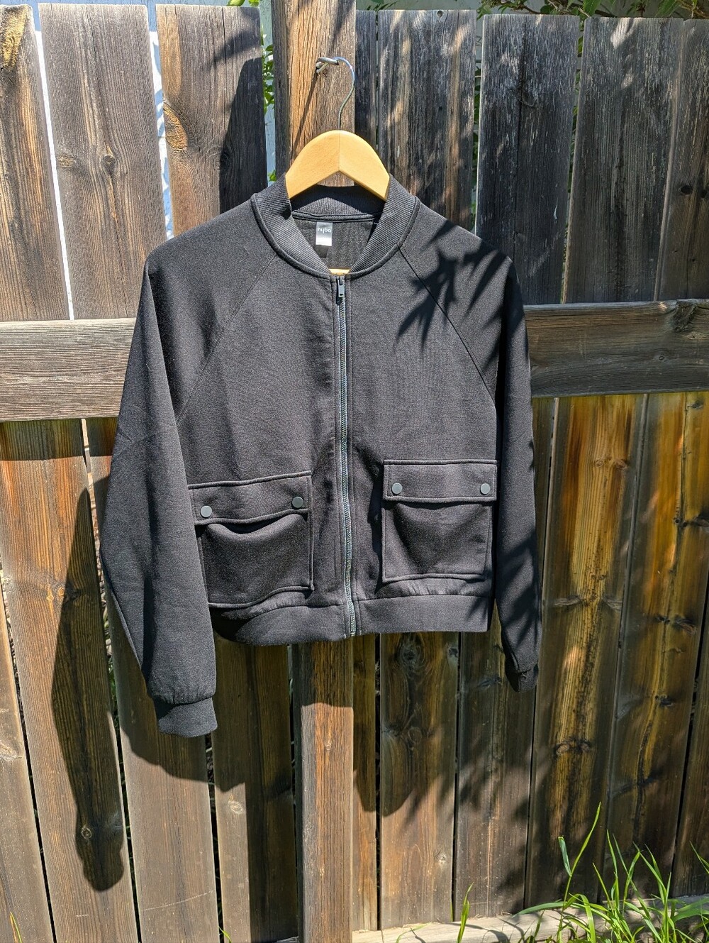 NWT Hyba Black Zip Front Bomber Jacket with Front Flap Pockets
